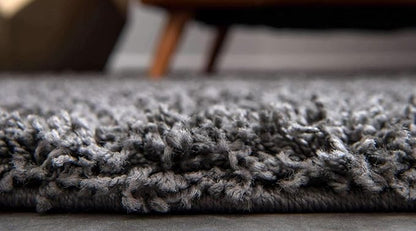 Unique Loom Solid Shag Collection Area Rug (7' 1" Round, Graphite Gray)