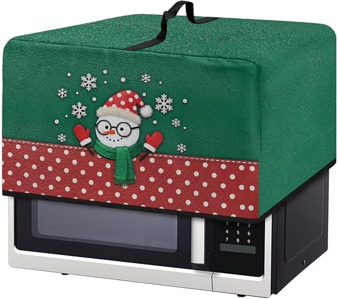 Microwave Oven Universal Dust Cover, Christmas Snowman Waterproof Polyester Fabric Dust Cover Heat-Resistant Air Fryer Dust Cover Appliance Airfryer Dust Jacket