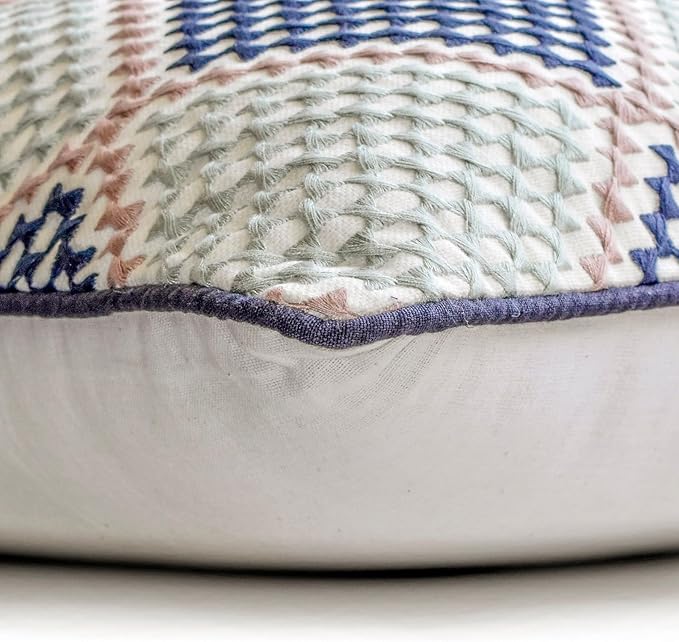 The HomeCentric King/Queen/Twin Blue Decorative Bed Runner King 90"x18" Bed Runner Without Pillow Cover, Embroidered Bed Scarf on Embroidered Fabric - Pointillism