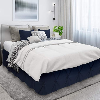 Nestl Navy Blue Bed Skirt Cal King Size, Pinch Pleat Cal King Bed Skirt, 14" Inch Drop Cal King Bedskirt, Hotel Quality Navy Blue Bed Skirts Premium Microfiber Navy Blue Cal King Size Bed Skirt