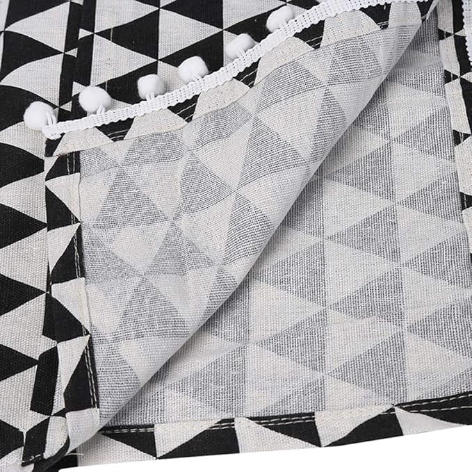 AKOAK 1 Pack 30cm x 90cm/11.81" x 35.43" Household Kitchen Microwave Dust Cover Cotton Linen Oven Cover with Storage Bag Home Decoration Accessories (Black Triangle)