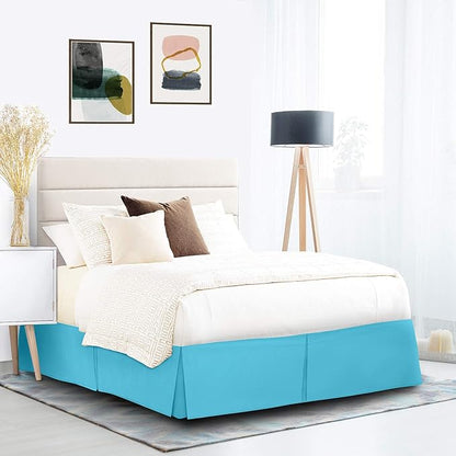 Nestl Beach Blue Full XL Bed Skirt - Full XL Size Bed Skirt 14 Inch Drop - Brushed Microfiber Bed Skirts - Hotel Quality Pleated Bed Skirt - Shrinkage & Fade Resistant