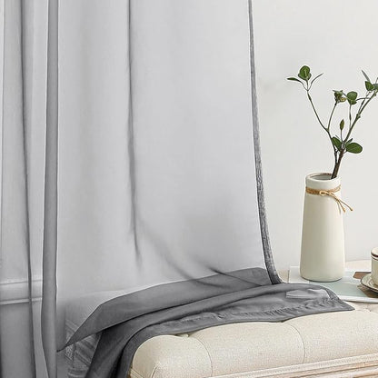 MIULEE 2 Panels Solid Color Sheer Window Curtains Elegant Window Voile Panels/Drapes/Treatment for Bedroom Living Room (54X72 Inches Charcoal Grey)
