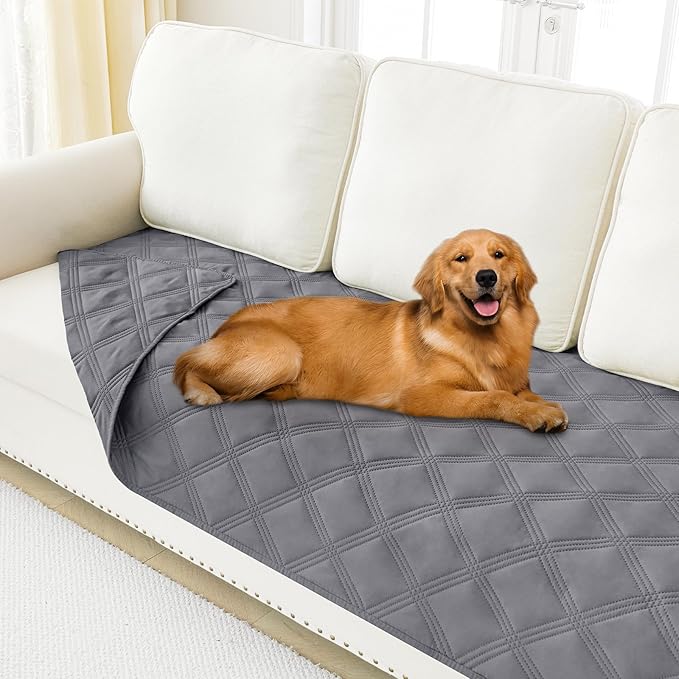 Smiry Waterproof Dog Bed Cover Blanket 40x70, Soft Reversible Pet Blanket, Washable Leakproof Cats Dogs Couch Cover for Sofa, Couch, Furniture, Lattice, Grey/Grey
