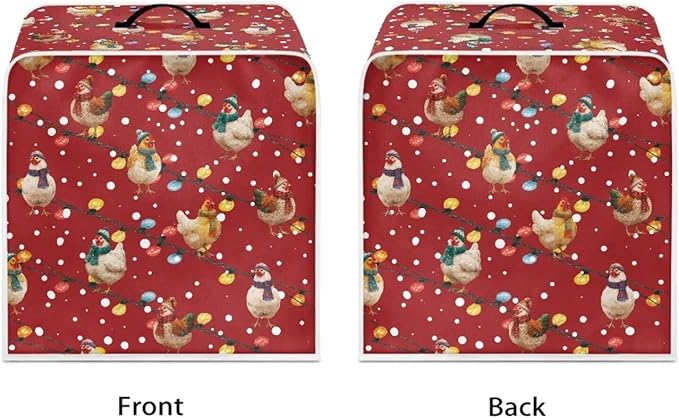 Christmas Rooster Coffee Maker Cover Protector for Small Appliance Decor Kitchen Dustproof Mixer Protection