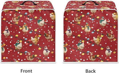 Christmas Rooster Coffee Maker Cover Protector for Small Appliance Decor Kitchen Dustproof Mixer Protection
