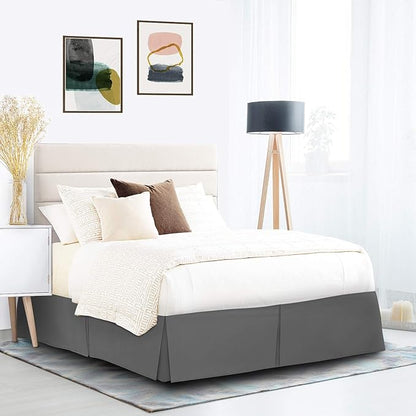 Nestl Dark Gray Full XL Bed Skirt - Full XL Size Bed Skirt 14 Inch Drop - Brushed Microfiber Bed Skirts - Hotel Quality Pleated Bed Skirt - Shrinkage & Fade Resistant