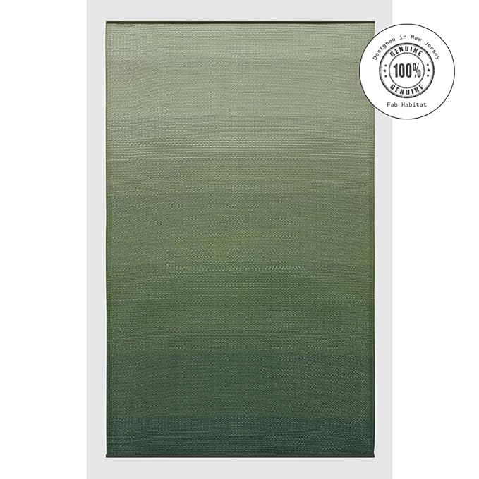 Fab Habitat Ombre Outdoor Rug - Waterproof, Fade Resistant, Crease-Free - Premium Recycled Plastic - Striped - Patio, Porch, Deck, Balcony - Big Sur - Green - 6 x 9 ft