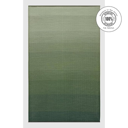 Fab Habitat Ombre Outdoor Rug - Waterproof, Fade Resistant, Crease-Free - Premium Recycled Plastic - Striped - Patio, Porch, Deck, Balcony - Big Sur - Green - 3 x 5 ft