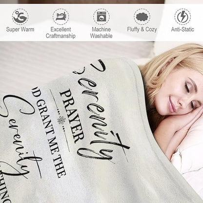 Serenity Prayer Blanket Christian Gifts for Women & Men Religious Throw Blanket Christian Blanket Bible Verse Blanket for Kids Adults Soft Warm Cozy Fleece Blanket for Couch Sofa Bed 50"x60"