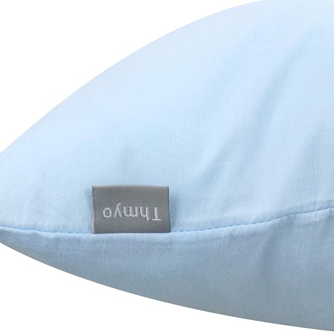 Thmyo 4-Pack 100% Cotton Comfortable Solid Decorative Throw Pillow Case, Square Cushion Cover Pillowcase Sublimation Blank Pillow Covers DIY Throw Pillowcase for Sofa(16x16 inch/ 40x40cm,Light Blue)