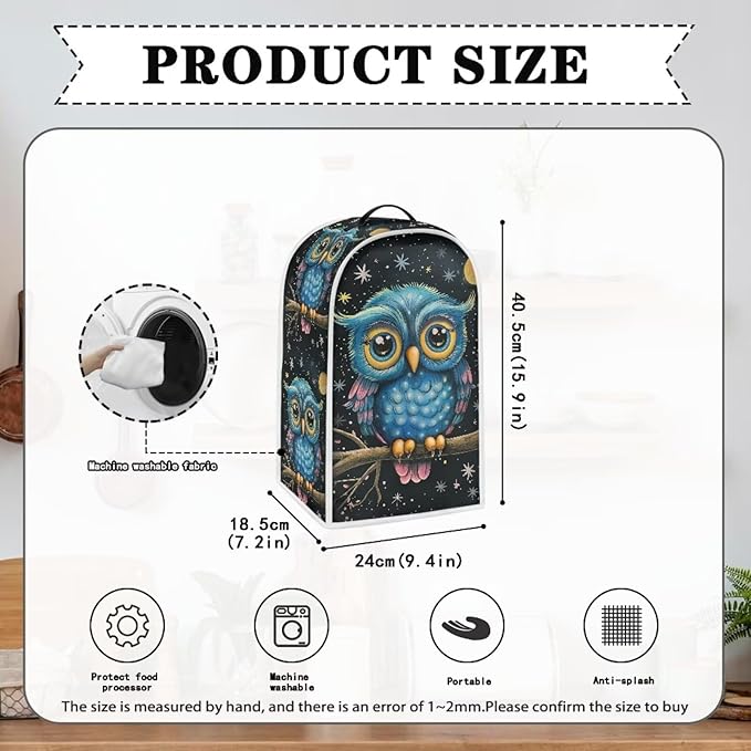 Cartoon Owl Blender Covers for Kitchen Cute Small Appliance Covers Universal for Coffee Maker Anti-Stain Dust Cover with Top Handle