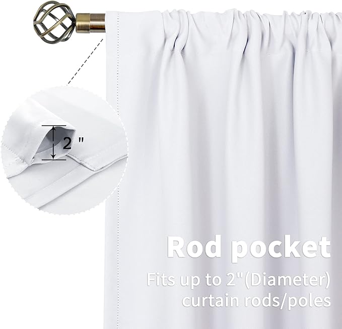 BGment White Kitchen Curtains 36 Inch Length - Short Window Drapes with Rod Pocket Privacy for Cafe Bathroom Window Over Sink, 2 Panels, 42 x 36 Inch