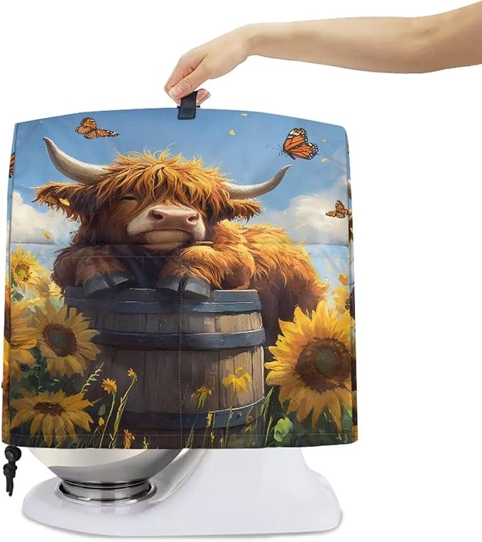 Kitchen Aid Stand Mixer Covers Highland Cow Sunflower Kitchen Appliance Dust Covers Protective Compatible with 6-8 Quart Kitchen Aid Stand Mixer