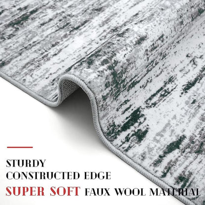 Modern Abstract Small Area Rug Indoor 3x5 Washable Rug Non-Slip Soft Entryway Rug Black Gray White Kitchen Mats Thin Print Faux Wool Floor Carpet Throw Rugs for Entrance Bedroom Home Decor