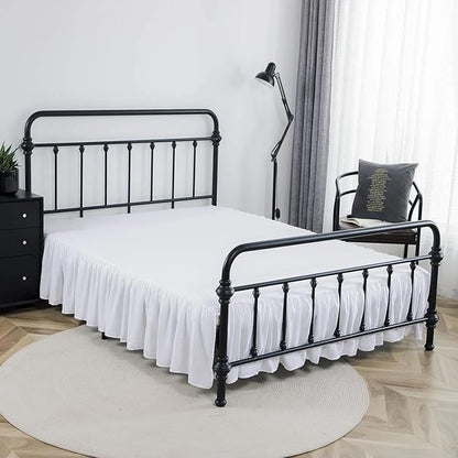 Bed Skirt Full Size Ruffled Bed Skirts with Split Corners, 15 Inch Drop Dust Ruffle Bed Skirt with Platform, White