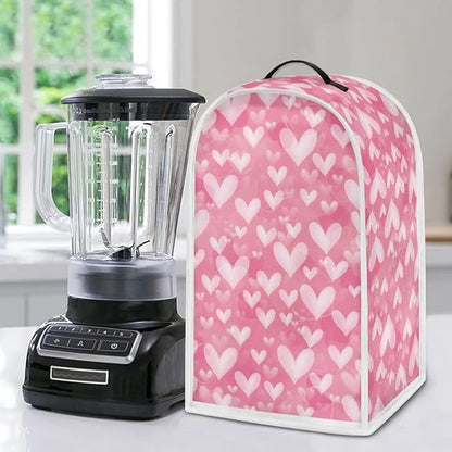 Talayituse Pink Love Heart Print Blender Dust Cover, Fingerprint Protection Cover for Stand Mixer or Coffee Machine, Kitchen Appliance Covers for Stain Dust Resistant Supplies Valentine's Day Decor