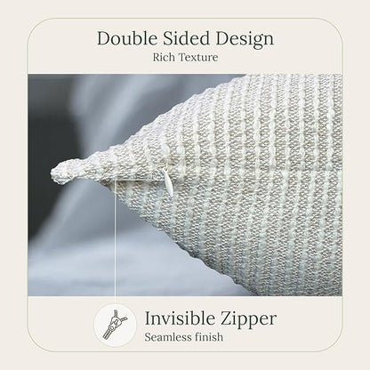 SanVia Oat Haven Premium Cotton Throw Pillow Covers, 20 x 20 Inches, Luxurious Handwoven Reversible Couch Pillow Covers with Hidden Zipper, Elegant Home Décor, Insert Not Included