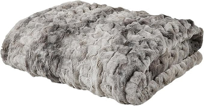 Madison Park Faux Fur Throw, Luxurious Ruched Texture, Fuzzy Warm, Plush Mink-Like Reverse, All Season, Lightweight & Cozy Blanket-Throw for Sofa, Couch, Living Room & Office 50" x 60" Gray Tie Dye