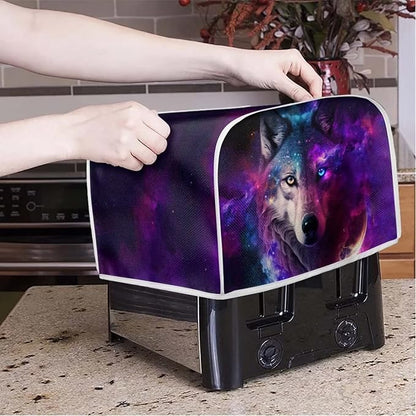 ZFRXIGN Galaxy Wolf Toaster Cover, 4 Slice Toaster Bag, Stain Resistant, Purple