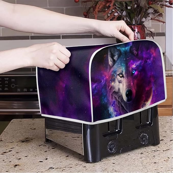 ZFRXIGN Galaxy Wolf Toaster Cover 2 Slice Toaster Bag Toaster Oven Cover Stain Resistant for Kitchen Small Appliance Covers Oven Dust Cover Case Protector Purple