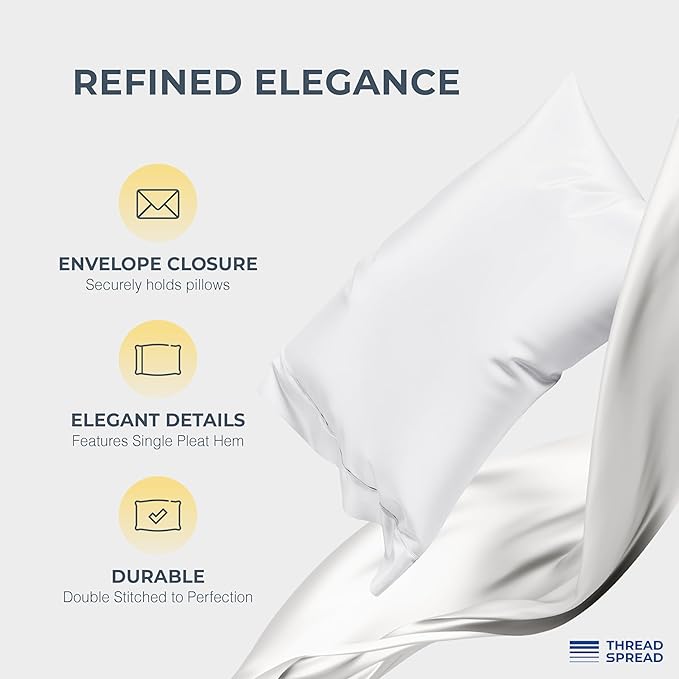 THREAD SPREAD 100% Egyptian Cotton Sheets California King Size - 1500 Thread Count 4 PC Cal King Sheets Egyptian Cotton, Soft, Cooling Sateen Sheet, High Thread Count Sheet California King - White