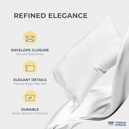 THREAD SPREAD 100% Egyptian Cotton Sheets Queen Size - 1500 Thread Count 4 PC Queen Sheet Set Egyptian Cotton, Sateen Weave Luxury Sheets Queen Size, High Thread Count Sheets, 17" Deep Pocket - White