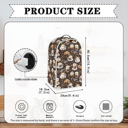 Coffee Bread Print Blender Dust Cover for Stand Mixer or Coffee Maker Appliance Anti Fingerprint Polyester Dust Proof Stain Resistant Blender Cover for Home Kitchen