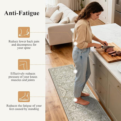 Ileading Anti Fatigue Kitchen Rugs Sets of 2 Cushioned Kitchen Mats for Floor Waterproof Kitchen Mat Set Non Slip Comfort Standing Mat for Kitchen, Office, Sink, Laundry