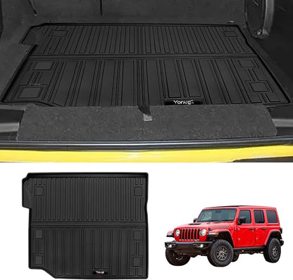 Custom for 2018-2025 2026 Jeep Wrangler JL 4 Door Accessories Cargo Mats Trunk Liner All Weather TPE Protection Mat (Not fit 4XE Or JK)