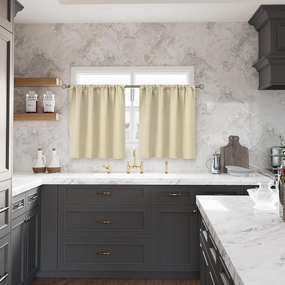 BGment Blackout Kitchen Curtains 36 Inch Length - Short Thermal Insulated Drapes Darkening Privacy with Rod Pocket for RV Bathroom Cafe Window, 2 Panels, 42 x 36 Inch