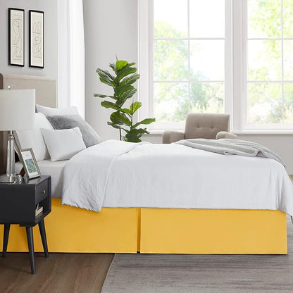 Nestl Yellow Full Bed Skirt - Full Size Bed Skirt 14 Inch Drop - Brushed Microfiber Bed Skirts - Hotel Quality Pleated Bed Skirt - Shrinkage & Fade Resistant