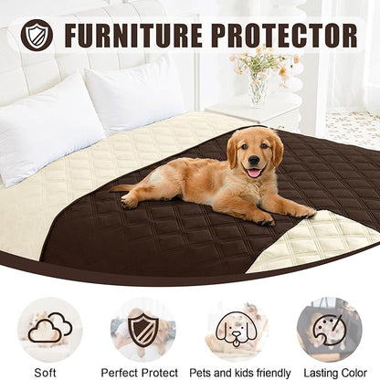 Smiry Waterproof Dog Bed Cover Blanket 30x53, Soft Reversible Pet Blanket, Washable Leakproof Cats Dogs Couch Cover for Sofa, Couch, Furniture, Lattice, Chocolate/Beige