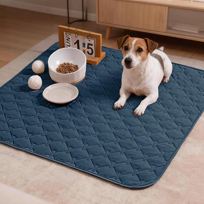 gogobunny 100% Double-Sided Waterproof Dog Bed Cover Pet Blanket Sofa Couch Furniture Protector for Puppy Large Dog Cat, Reversible (30x30 Inch (Pack of 1), Dark Blue/Light Blue)