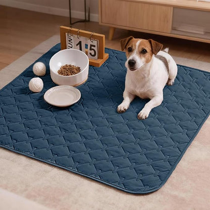 gogobunny 100% Double-Sided Waterproof Dog Bed Cover Pet Blanket Sofa Couch Furniture Protector for Puppy Large Dog Cat, Reversible (30x30 Inch (Pack of 1), Dark Blue/Light Blue)