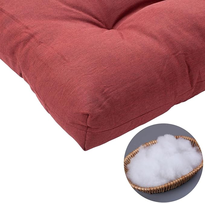 FUNHOME Outdoor Bench Cushion 45 x18 inch with Non-Slip Grips,Water Resistant Porch Swing Cushion,Bench Pillow Pads,Tufted Cushions for Patio Garden Furniture,45" Seat Cushions(Dark Red)