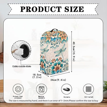Dragonfly Floral Blender Dust Cover, Stand Mixer, Coffee Maker, Food Processor Cover, Water Resistant, Polyester Blend, Easy Clean Various Colorful Flowers