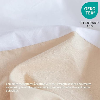 BISELINA French Linen Bed Skirt with Pleated Corner 14-Inch Tailored Drop Natural Flax Cotton Blend Basic Dust Ruffle Soft Cozy Farmhouse Bedding (14" King, Basic Linen)
