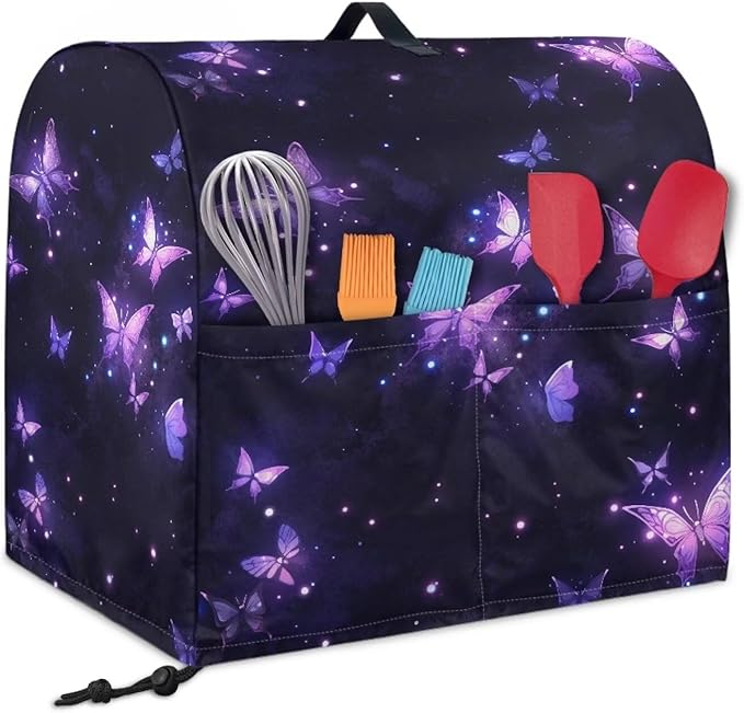 Purple Butterfly Mixer Covers Kitchen Stand Mixer Cover Kitchen Appliance Dust Cover Protection Washable Dustproof Cover for 6-8 Quart Mixer Cover