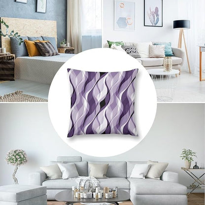 Purple Throw Pillow Covers Modern Abstract Purple and Grey Striped Decorations for Bedroom Living Room Farmhouse Sofa Pillows Bed Couch 12x12 Inch