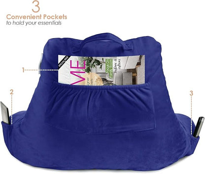 Nestl Reading Pillow for Kids & Teens with Shredded Memory Foam, Backrest Pillows for Reading, Watching, and Gaming, Use on The Couch, Bed, or Floor, Adjustable Support with Washable Cover Royal Blue