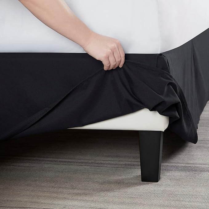Nestl Black Bed Skirt Cal King Size - Cal King Bed Skirt 14 Inch Drop - Brushed Microfiber Bed Skirts - Hotel Quality Pleated Bed Skirt - Shrinkage & Fade Resistant