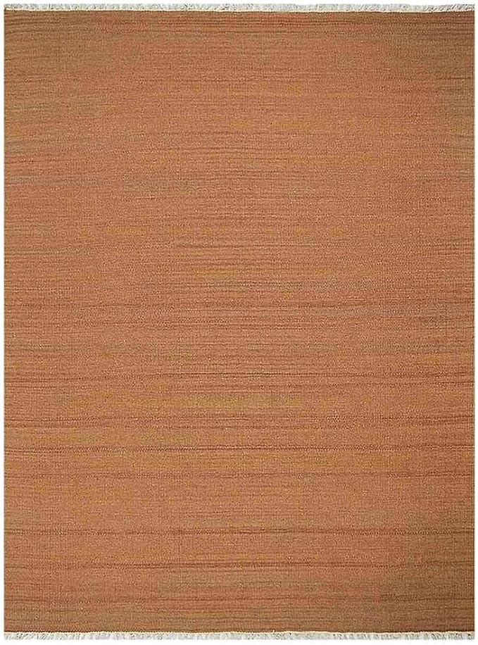 Rugsotic Carpets Hand Woven Flat Weave Kilim Wool 3'x5' Area Rug Solid Orange D00111