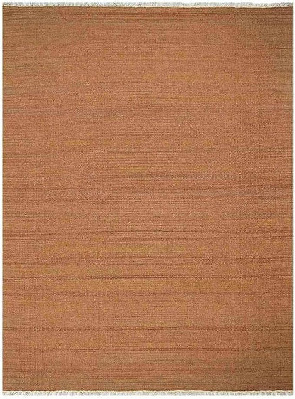 Rugsotic Carpets Hand Woven Flat Weave Kilim Wool ECO-Friendly Area Rugs - 4'x6', Rectangle Shape, Orange Color, Solid Plain Design, Low Pile Handmade Rugs for Living Room, Bed Room (D00111)