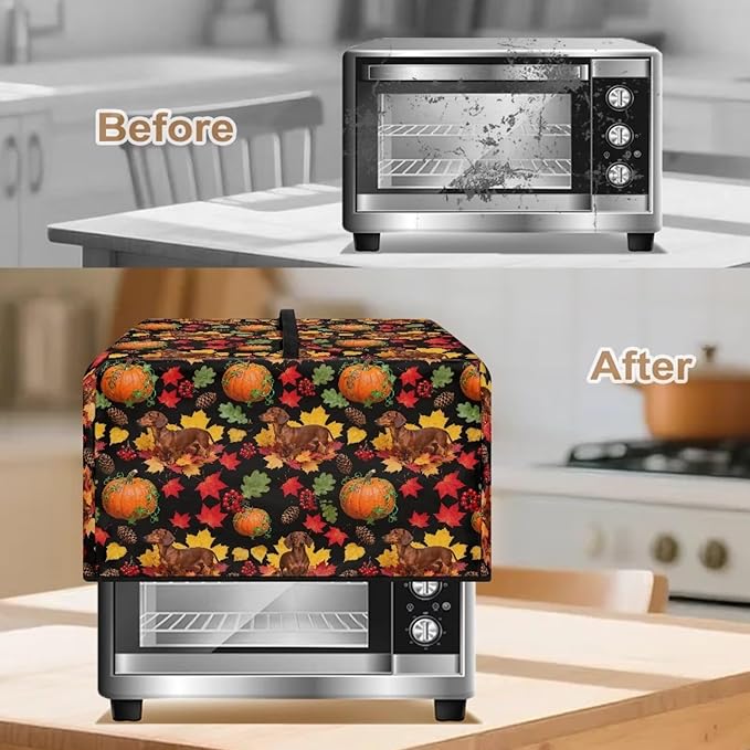 Microwave Dust Cover, Thanksgiving Dog Heat-Resistant Waterproof Polyester Fabric Microwave Oven Dust Cover Case Dustproof Protections Protector for Microwaves Ovens