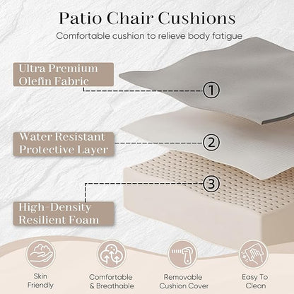 Outdoor Seat Cushion Set-24 x 24 x 6 Inch Outdoor Chair Cushions Set of 2 with Water Resistant & Removable Cover Outdoor Cushions for Patio Furniture Chair Sofa Couch-Orange