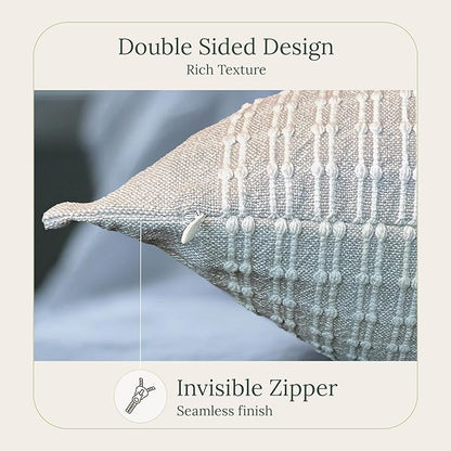 SanVia Serene Premium Cotton Throw Pillow Covers, 20 x 20 Inches, Luxurious Handwoven Couch Pillow Covers with Hidden Zipper, Elegant Home Décor, Insert Not Included