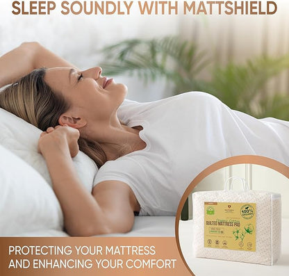 Luxury Quilted Organic Cotton Mattress Protector Queen - Premium 380 GSM Waterproof & Breathable Pad - Deep Pocket Fitted Cover - Soft & Silent Protection