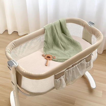 lulumoon Baby Bassinet Sheets Muslin: Cotton Bedside Bassinet Sheets Floral for Girls - Fitted for Bedside Sleeper Mattress