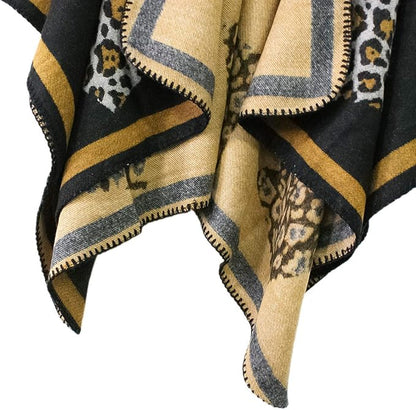Women's Vintage Pattern Open Front Poncho Cape Shawl Winter Shawl Wraps